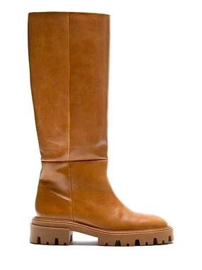 ZARA Leather Tall Lug Sole Boots – Size EU 38 / US 7.5 – New Without Tags